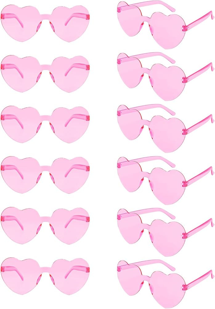 Valentines Heart Shaped Glasses for Women Girls 12 Pairs Valentines Party Favors Pink Sunglasses ... | Amazon (US)