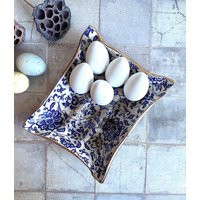 Handmade Ceramic Egg Tray Blue & Gold Floral Design - Etsy Awards Finalist | Etsy (US)