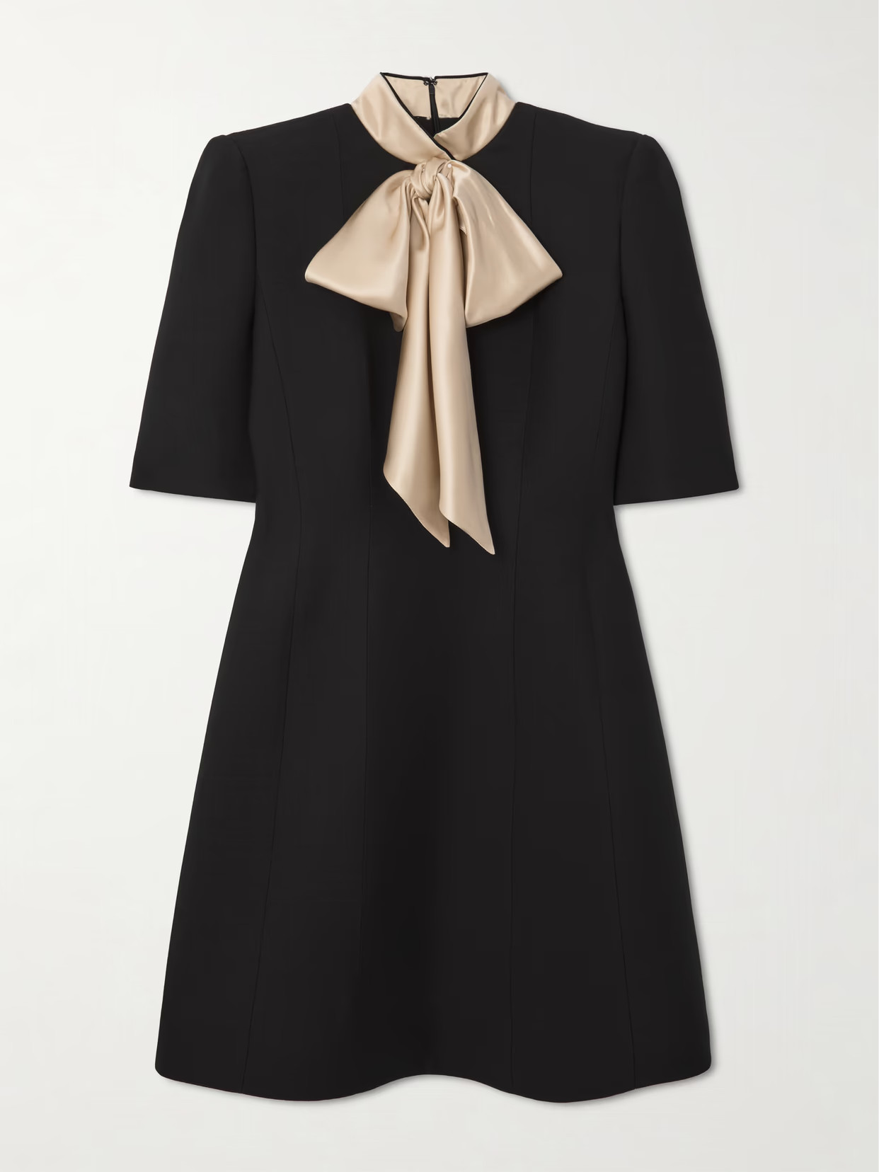 Valentino Garavani - Bow-detailed Wool And Silk-blend Mini Dress - Black | NET-A-PORTER (US)