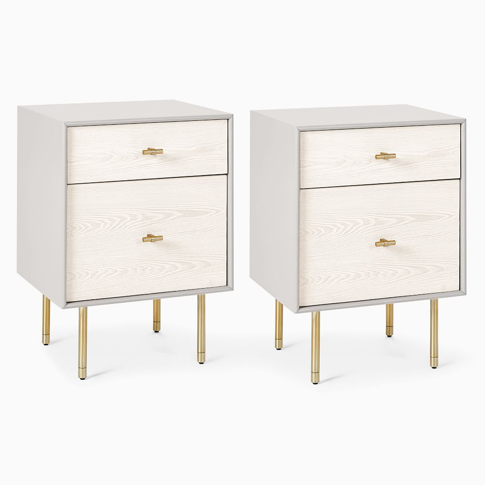 Modernist Wood + Lacquer Nightstand, Winter Wood, Set of 2 | West Elm (US)