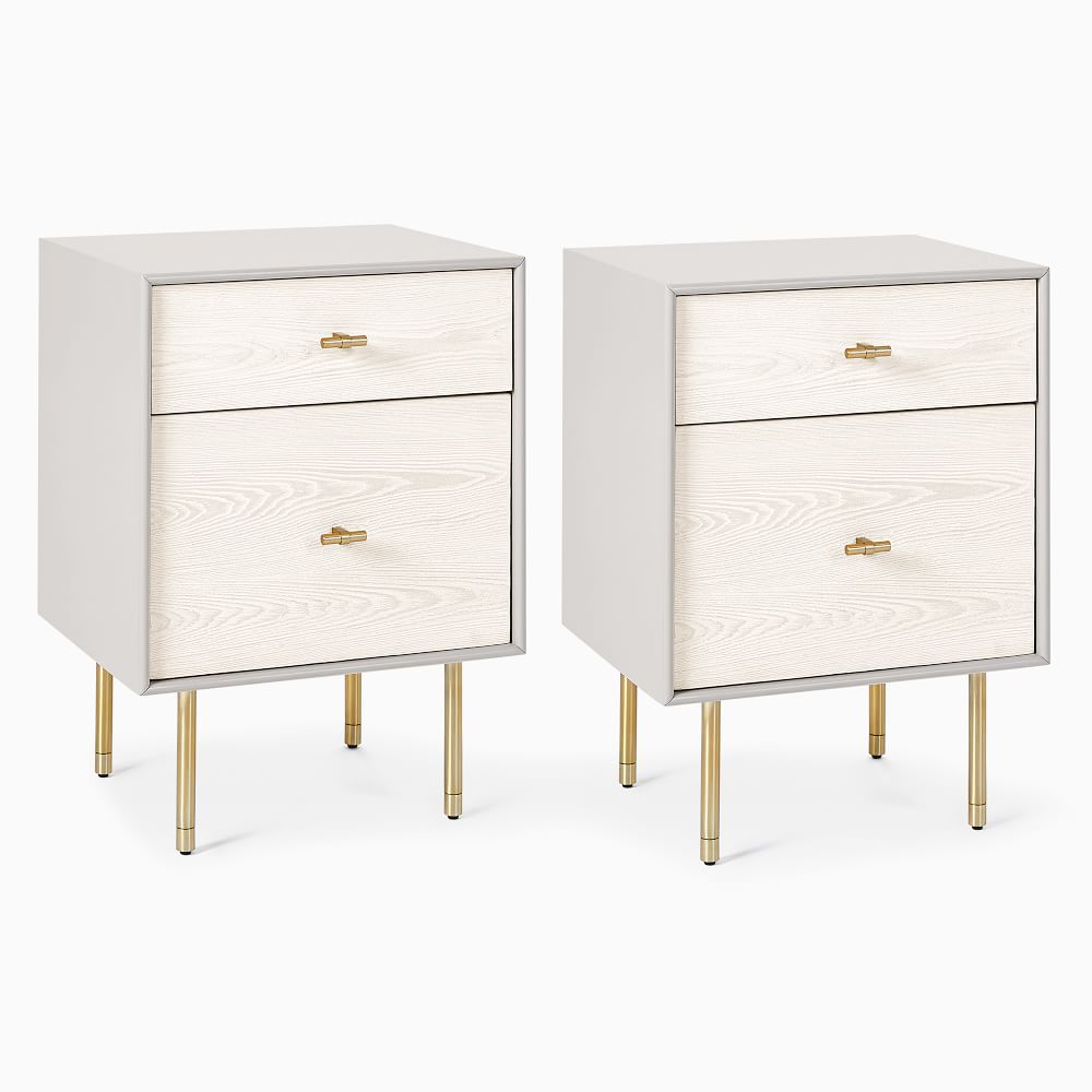Modernist Wood + Lacquer Nightstand, Winter Wood, Set of 2 | West Elm (US)