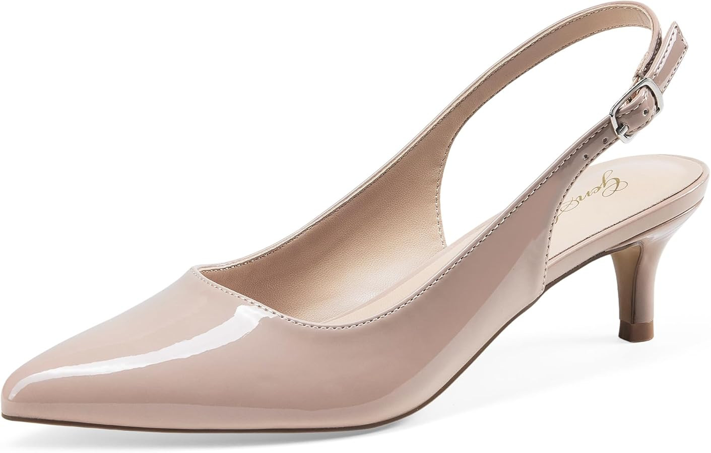 GENSHUO Low Kitten Heels Women's Slingback Dressy Pumps Pointed Closed Toe Ankle Strap Elegant We... | Amazon (US)