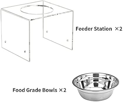 NIUBEE Raised Dog Bowls, Clear Acrylic Elevated Pet Feeder with Dishes for Food | Amazon (US)