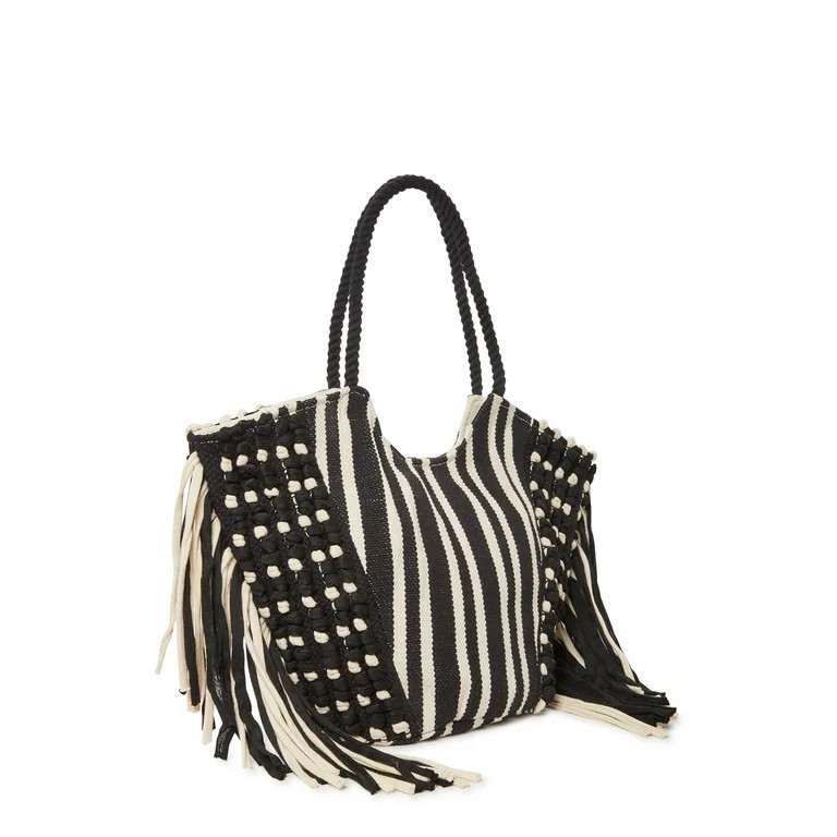 No Boundaries Women’s Fringe Tote Bag Rich Black - Walmart.com | Walmart (US)