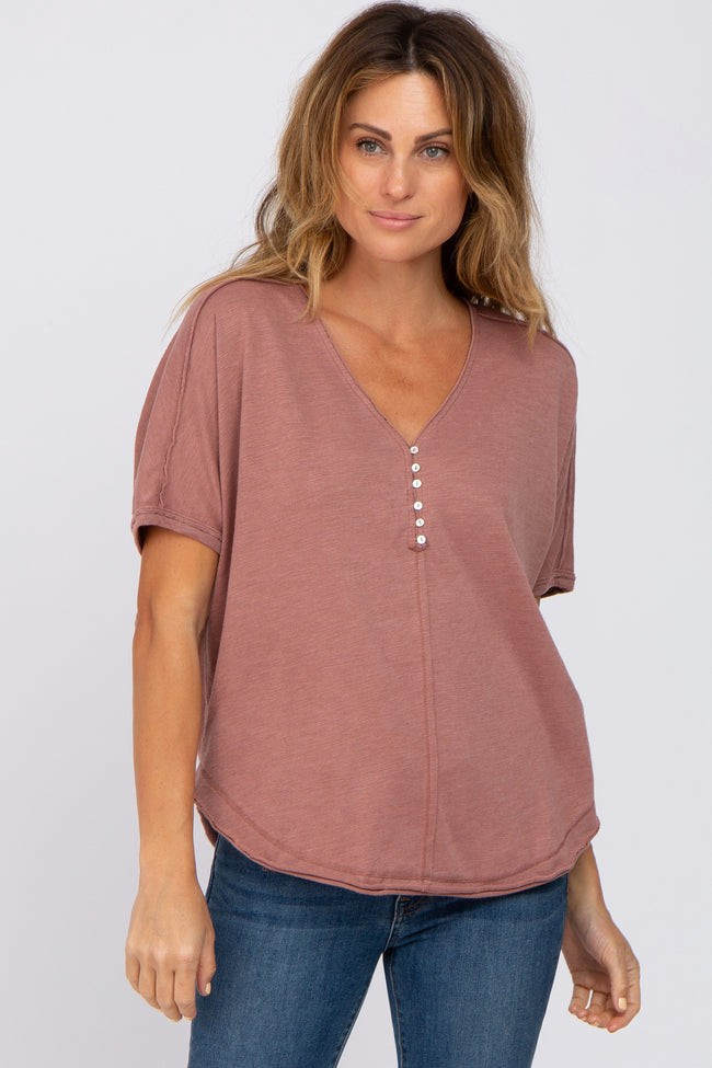 Burgundy Faded Button Front Top | PinkBlush Maternity