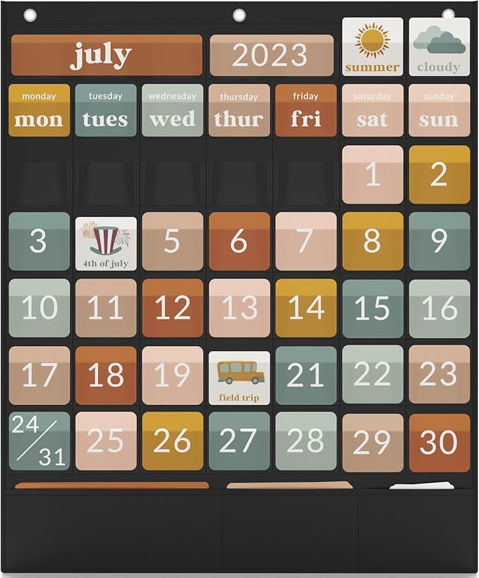 The Ultimate Classroom Calendar Pocket Chart for Kids - Simplified Calendar with Educational Card... | Amazon (US)