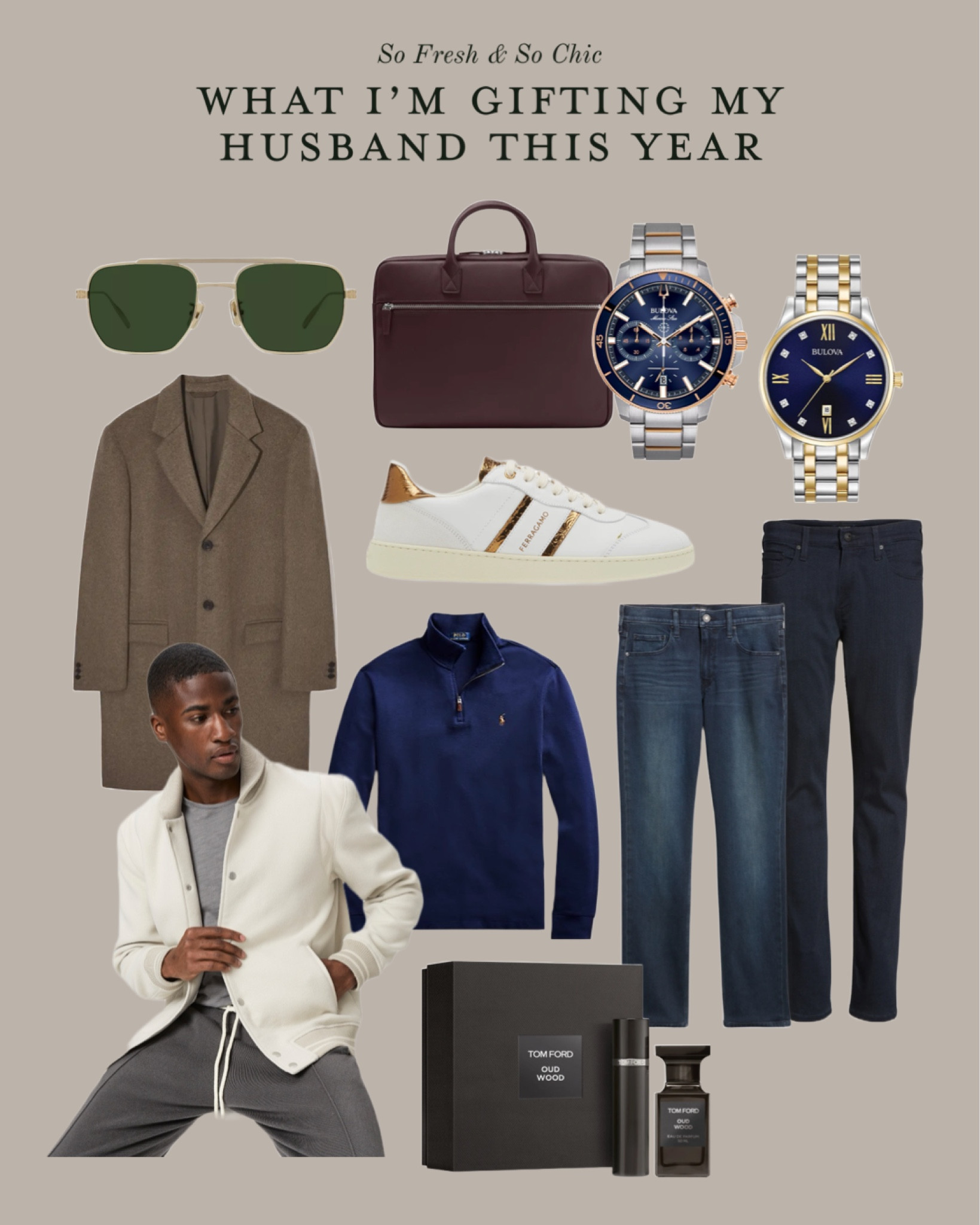 Almost everything in this gift guide is on sale right now! Obviously not gifting him everything here lol but a few things. The rest I’m saving as future birthday gifts. 😀 #LTKMens
.
Men’s gift guide - Christmas gifts for him - men’s luxury gift guide - luxury gifts under $600 - men’s gifts under $600 - men’s gifts sale -  Nordstrom men’s gifts - bulova men’s watches sale - Ralph Lauren sale - Paige denim sale - cos men’s wool coat - Givenchy men’s sunglasses - leatherology leather laptop bag - ferragamo men’s sneakers sale - white leather sneakers men - Tom ford oud wood cologne set sale - men’s diamond watch sale - London fog Tomlinson bomber jacket men - bottega men’s sunglasses - gifts for him - gift guide for him - mens gift guide 

#LTKstyletip #LTKGiftGuide #LTKsalealert