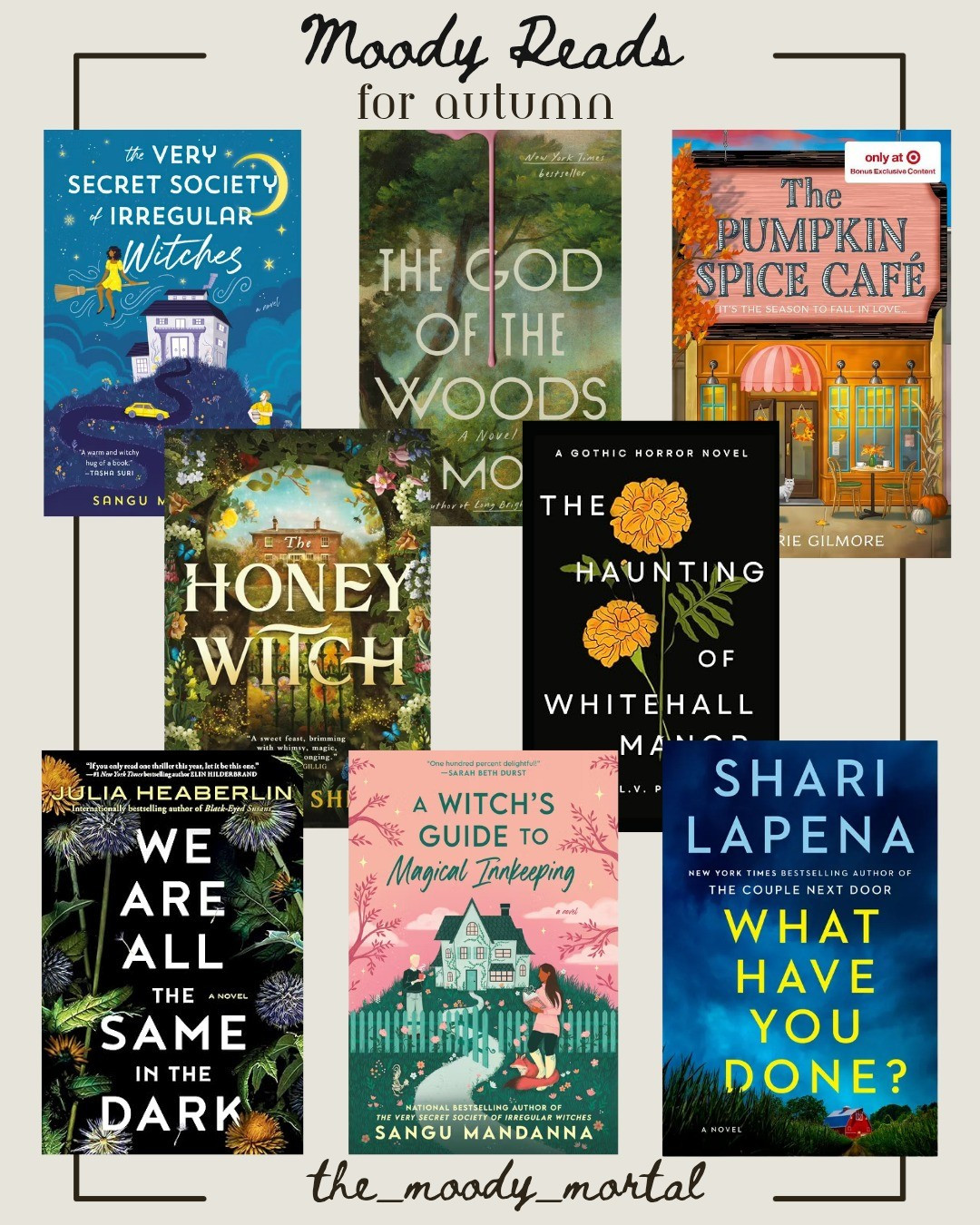 •• Moody reads for autumn •• #books #tbr #goodreads #read #readmore #readmorebooks #goodbook

#LTKHome #LTKSeasonal #LTKFindsUnder50