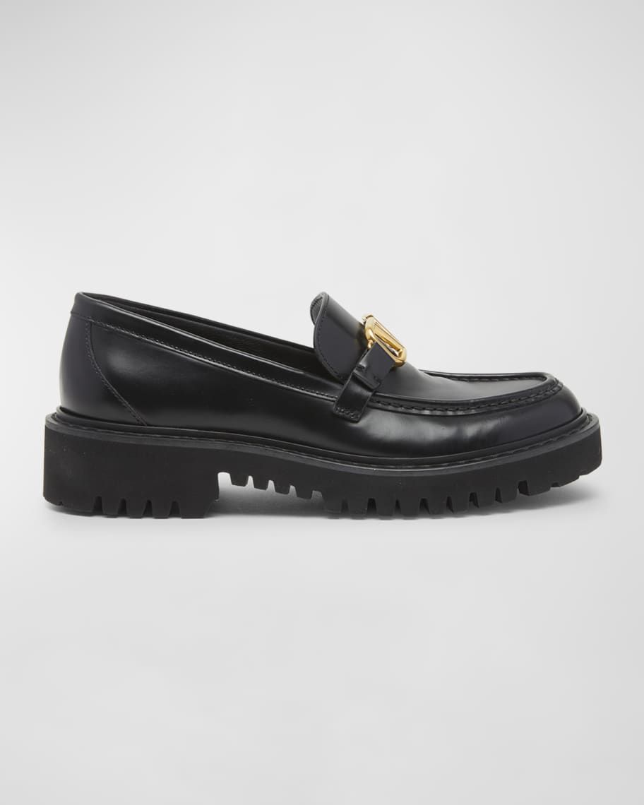 VLogo Medallion Leather Loafers | Neiman Marcus