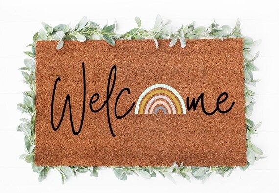 Welcome Boho Rainbow Doormat  Boho Doormat  Spring or Summer | Etsy | Etsy (US)