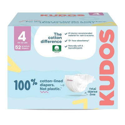 Kudos Chlorine Free Cotton-Lined Disposable Diapers - Size 4 - 52ct | Target