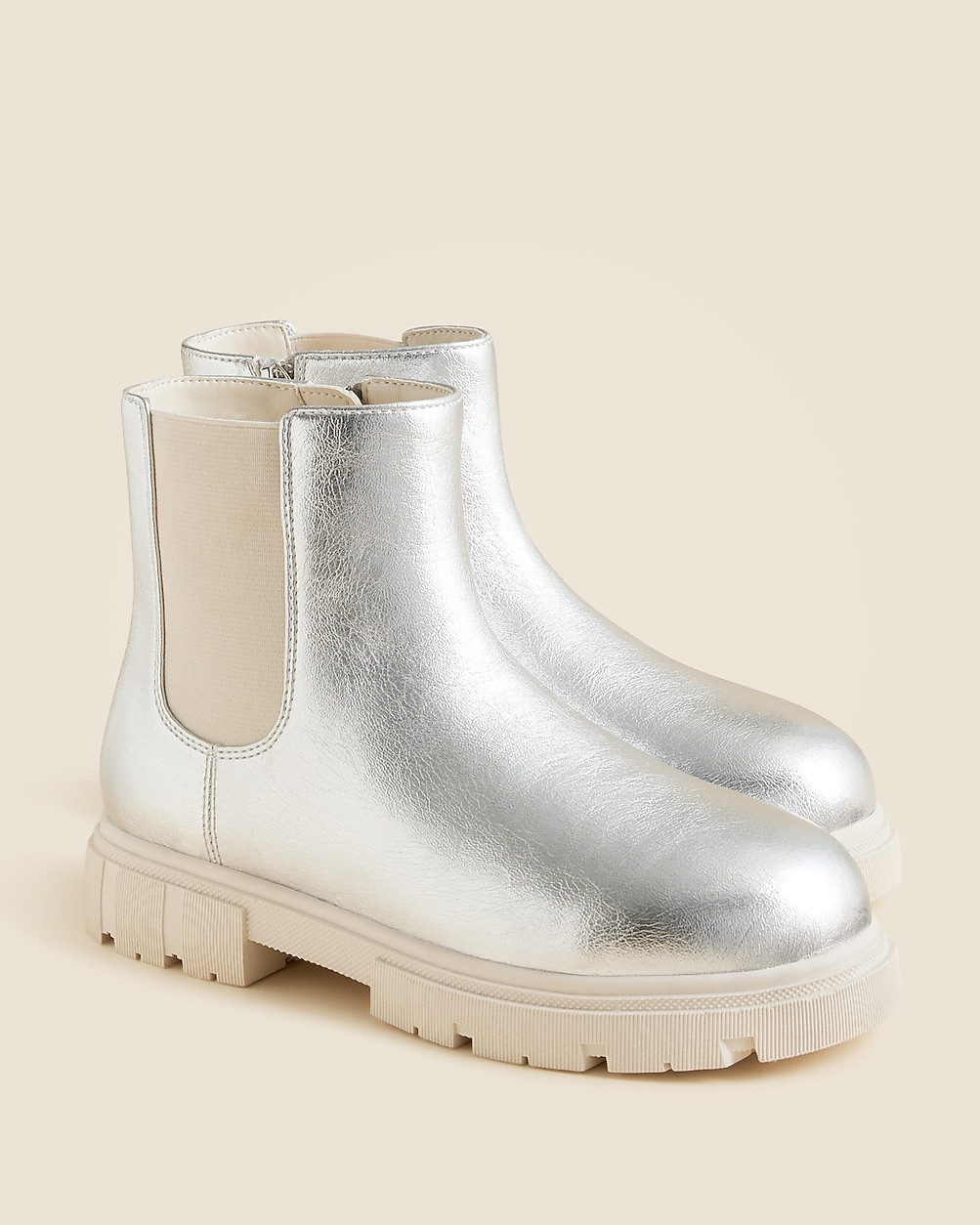 Girls' lug-sole boots in metallic | J. Crew US