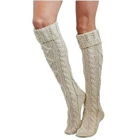 Womens Winter Warm Cable Knit Over Knee Long Boot Thigh-High Socks Leggings | Walmart (US)