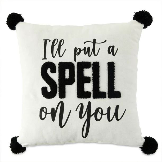 Way to Celebrate 13in x 13in Black and white Harvest Fall Décor Pillow, Spell on You - Walmart.c... | Walmart (US)