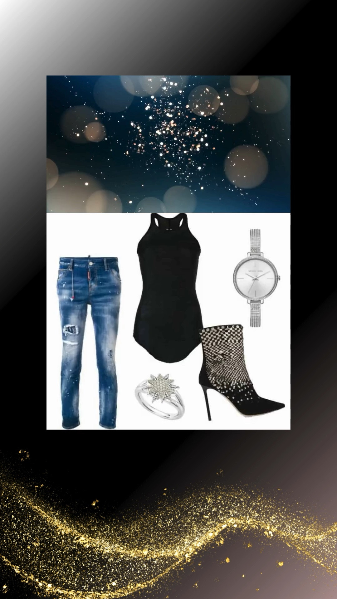 CASUAL SUMMER STYLE ☀️🖤

Easy summer dressing starts with the perfect basics—and this look brings together comfort and cool-girl energy in all the right ways. A fitted black tank creates a sleek foundation, while classic blue jeans keep the outfit relaxed, versatile, and ready for sunny days ahead.

Rhinestone ankle boots add unexpected sparkle and give this casual combination a fashion-forward twist, turning simple pieces into something memorable. Finished with a radiant silver diamond ring and a polished silver watch, the accessories bring just the right amount of shine.

This is the kind of outfit made for coffee dates, weekend outings, and warm summer evenings when style should feel fun and confident.

Comment SHOP THE LOOK for a shoppable link now ✨

https://www.beverlyhillsmagazine.com/shop

#Fashion #Style #ShopStyle #SummerStyle #CasualFashion

#LTKootd