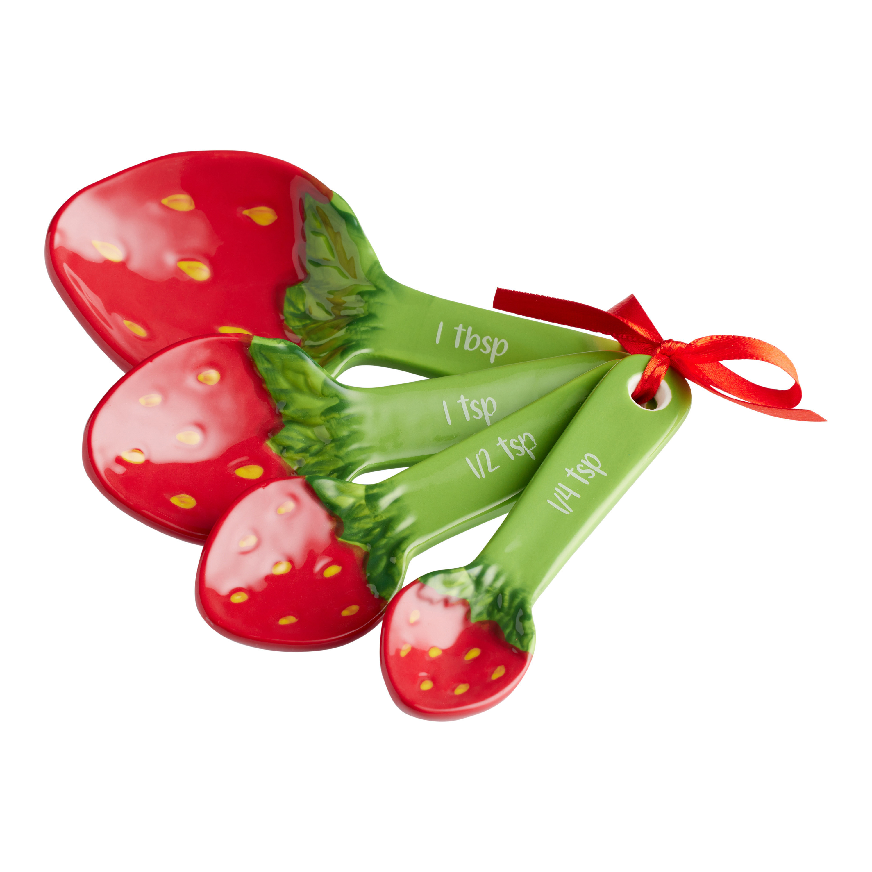 Hand Painted Ceramic Strawberry Figural Measuring Spoons | World Market