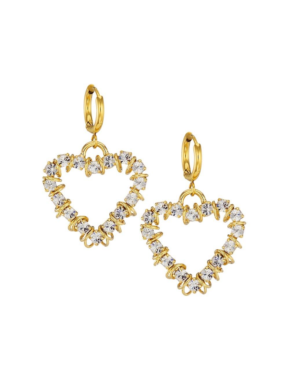 Moutton Collet Bisous Creole Goldtone &amp; Swarovski Crystal Heart Drop Earrings | Saks Fifth Avenue