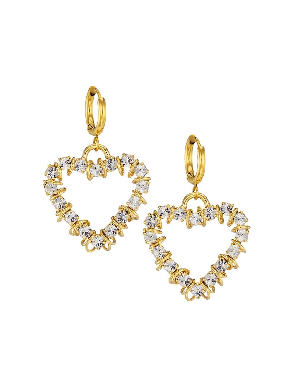 Moutton Collet Bisous Creole Goldtone &amp; Swarovski Crystal Heart Drop Earrings | Saks Fifth Avenue