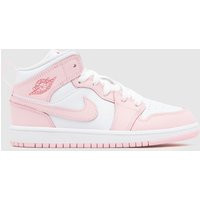 Nike Jordan white & pink air jordan 1 mid Girls Junior trainers | Schuh