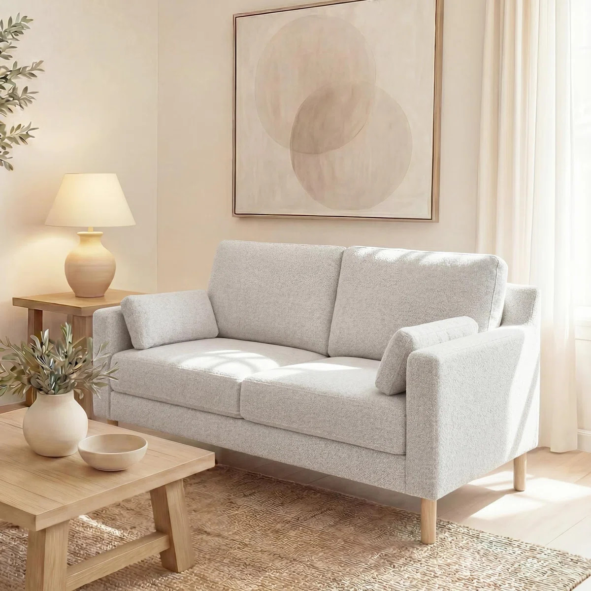 59.8'' W Modern Square Arm Loveseat Boucle | Wayfair North America