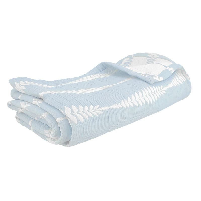 3-Piece Blue Embroidered Matelasse Coverlet, Full/Queen | At Home
