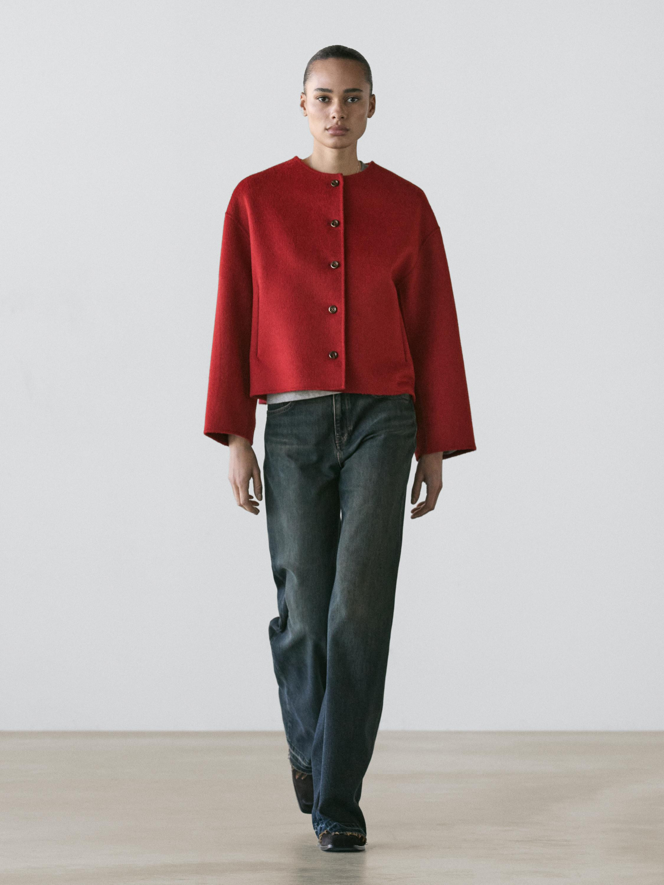 Wool blend jacket with seams | Massimo Dutti UK