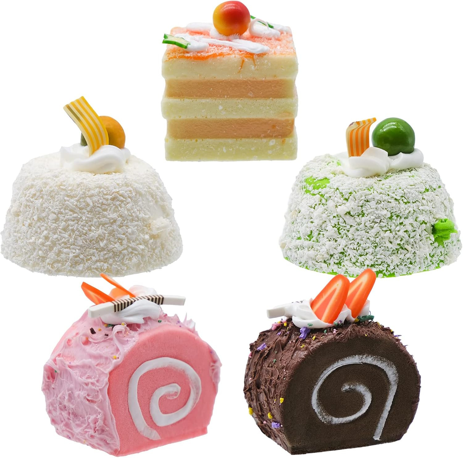 5 PCS Artificial Cupcake for Display, Realistic Cute Fake Cake, Faux Dessert with Fragrance, Roll... | Amazon (US)