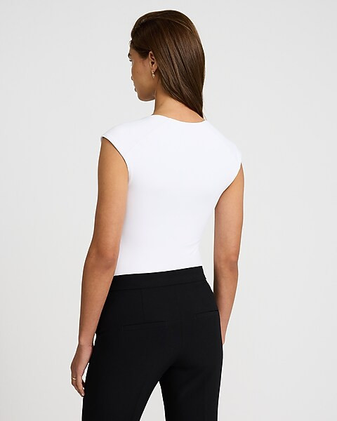 Body Contour High Compression Scoop Neck Cap Sleeve Bodysuit | Express