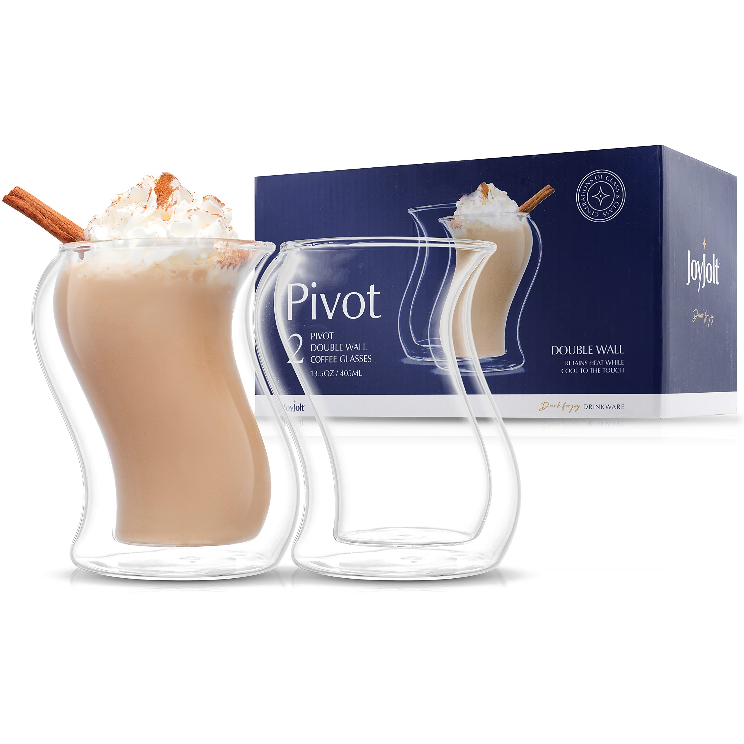 JoyJolt Pivot Double Insulated Tumblers - Set of 2 Exceptional 13.5 oz Iced Coffee Tumbler - Eleg... | Amazon (US)