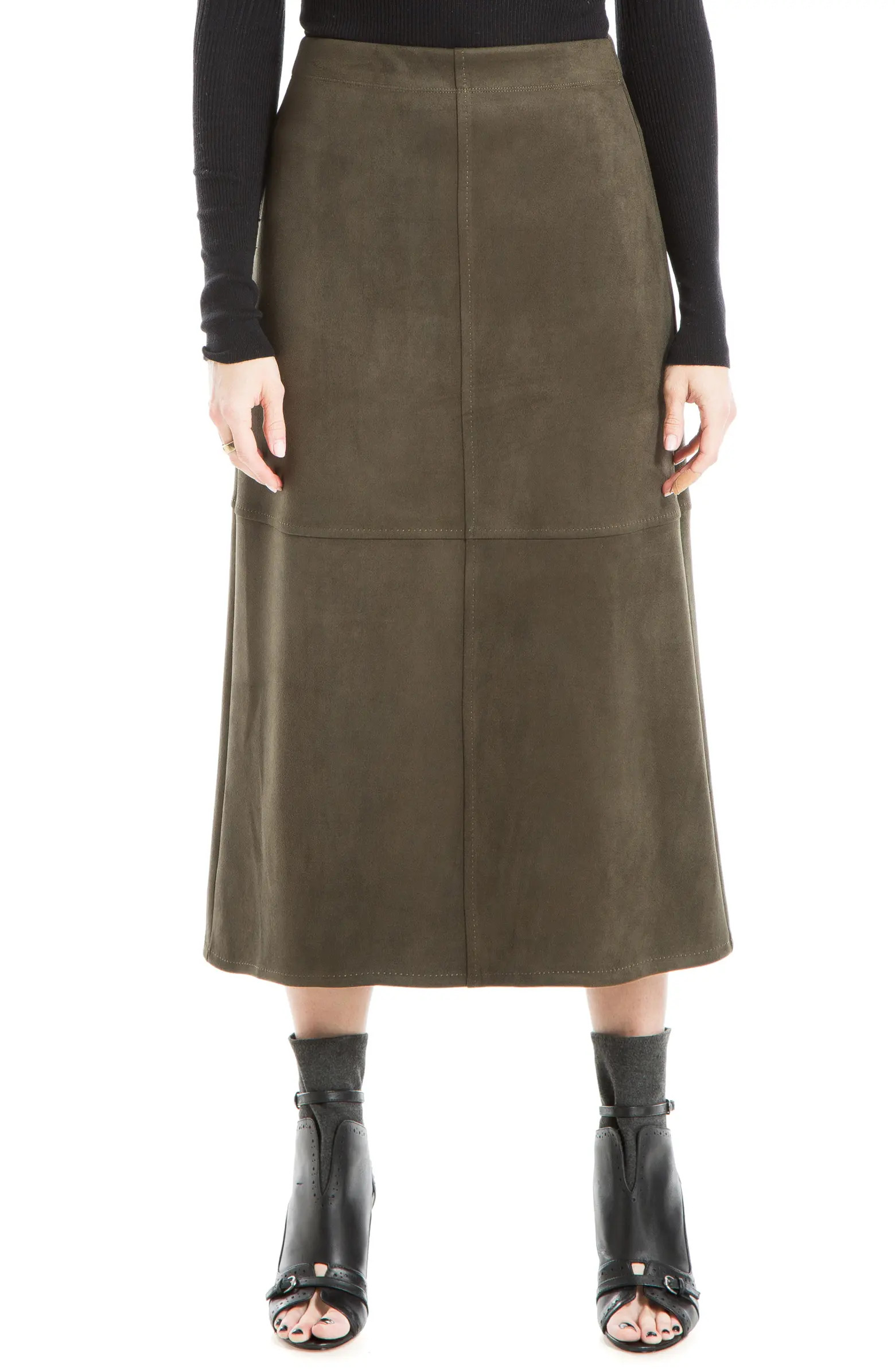 Faux Suede A-Line Midi Skirt | Nordstrom Rack