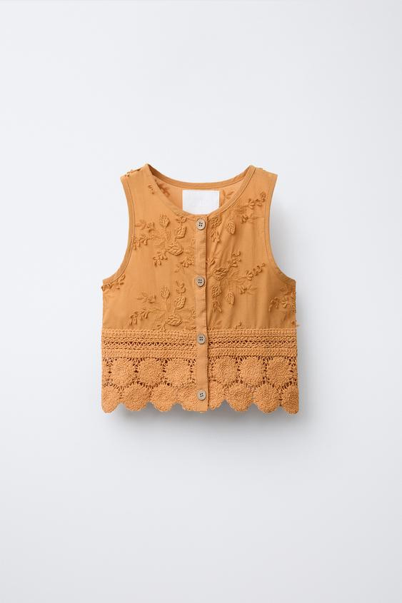 EMBROIDERED LEAF CROCHET TOP | Zara US