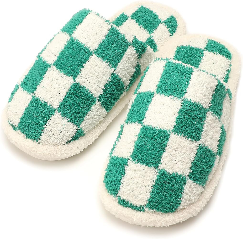 MIRMARU Women’s Animal Print Comfort Fluffy Fuzzy Slip-on House Slippers Open Toe Cross Band In... | Amazon (US)