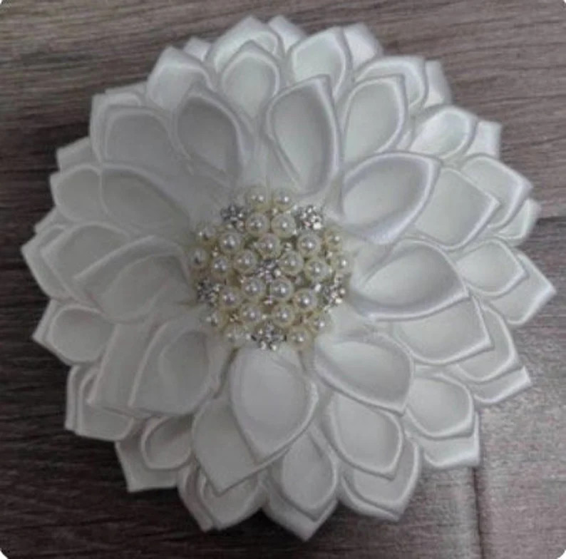 White Satin Flower Corsage Brooch with Magnetic Backing. Perfect for your Special Event! | Etsy (Global)