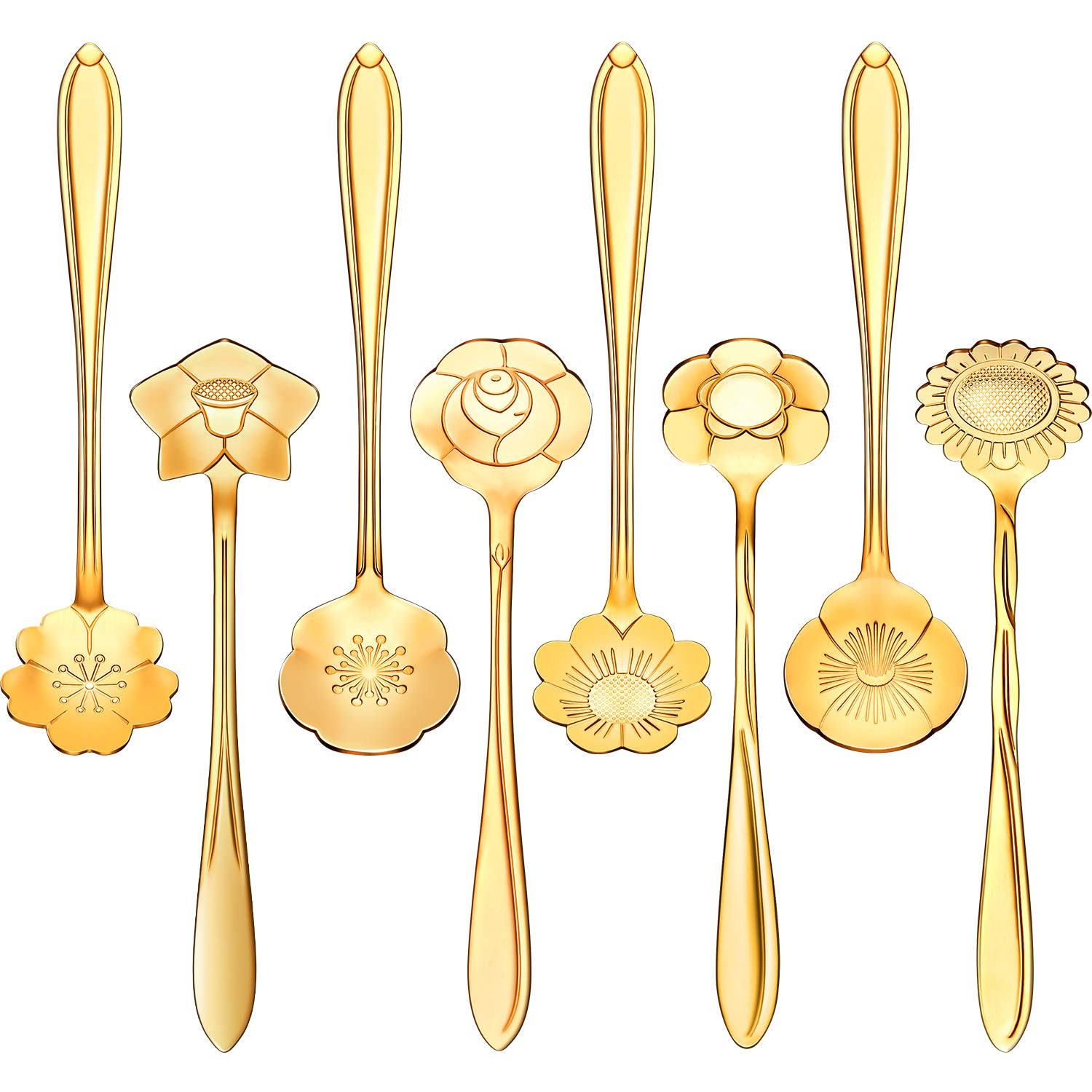 Chengu 8 Pieces Flower Coffee Tea Spoons Stainless Steel Sugar Spoons Tea Party Flower Fancy Tabl... | Amazon (US)