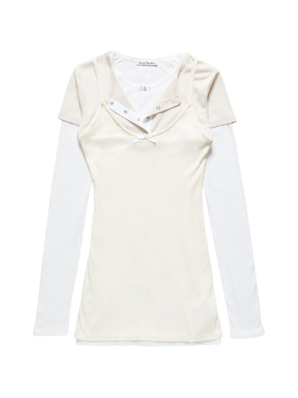 Acne Studios layered-effect bow-detail Mini Dress | Neutrals | FARFETCH UK | Farfetch Global
