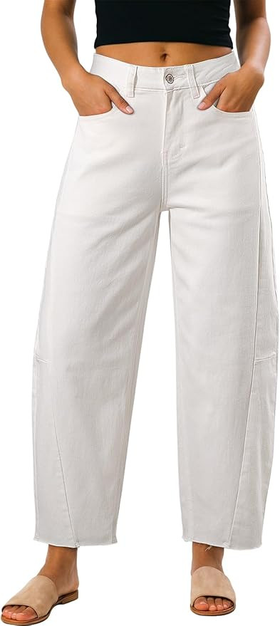 Dokotoo Casual Jeans for Women Loose Baggy Wide Leg Jeans Woman High Waisted Stretchy Denim Pants... | Amazon (US)