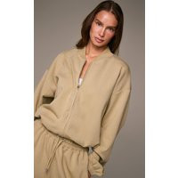 Sage Embroidered Interlock Bomber | PrettyLittleThing UK