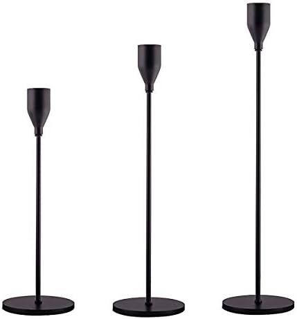 Amazon.com: Matte Black Candle Holders Set of 3pcs for Taper Candles, Elegant Candlestick Holder ... | Amazon (US)