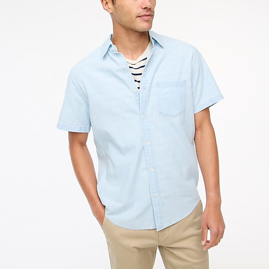 Short-sleeve slim chambray shirt | J.Crew Factory