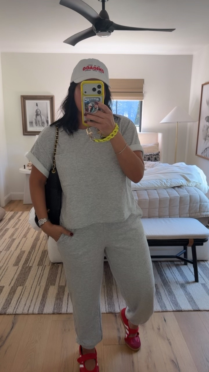 Top size large, bottoms size medium, shoes fit tts