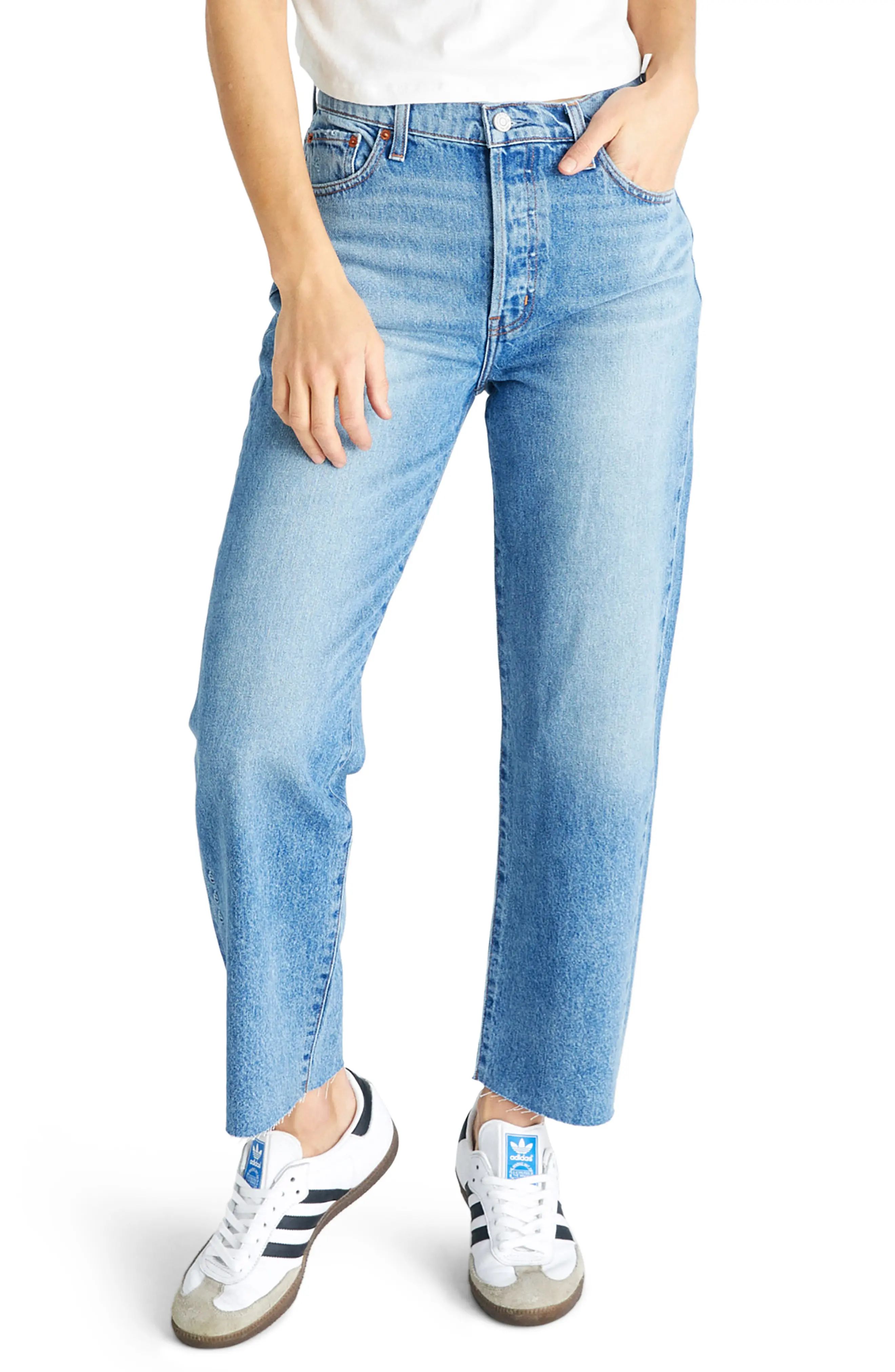 Women's Etica Tyler High Waist Straight Leg Ankle Jeans, Size 29 - Blue | Nordstrom