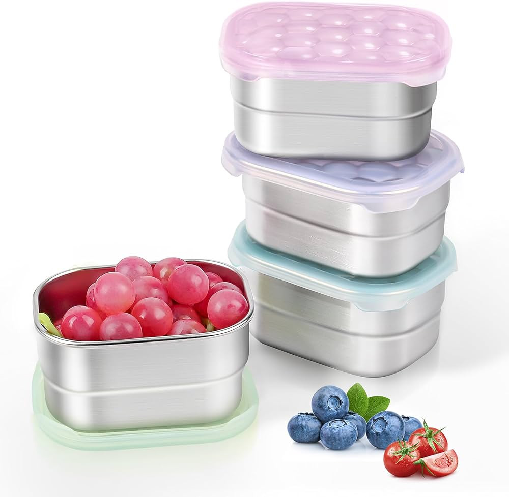 Stainless Steel Snack Containers for Kids and Toddlers | Easy Open Leak Proof Small Food Containe... | Amazon (US)