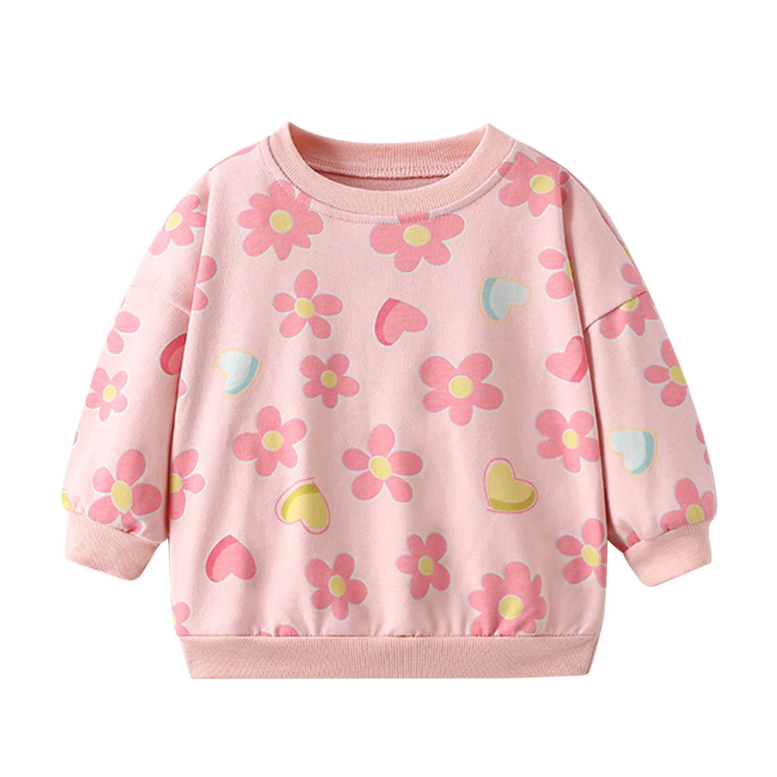 MIASHUI Long Sleeve Tops Toddler Girls Floral Heart Shaped Printed Causal Round Neck T Shirt Swea... | Walmart (CA)