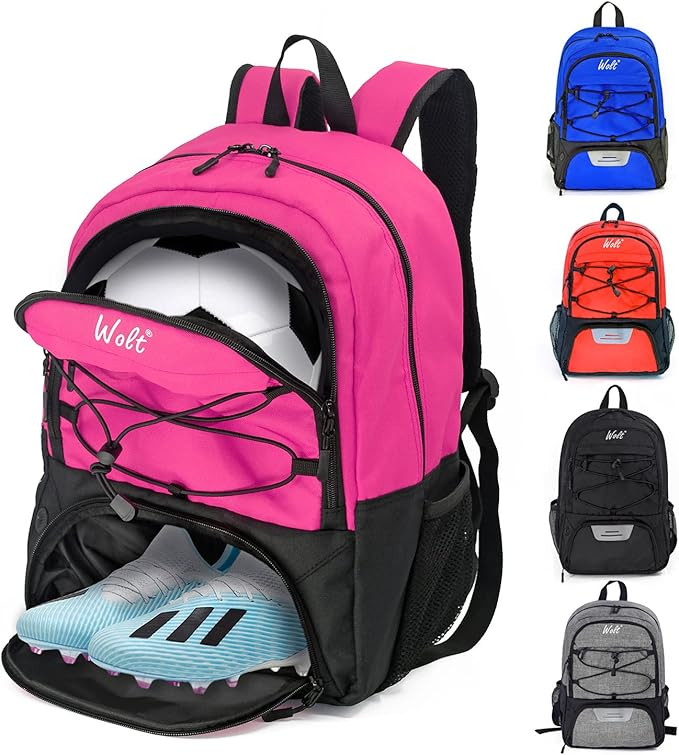WOLT Youth Soccer Ball Backpack Sports Bag with Ball holder and Shoe Compartment for Soccer Footb... | Amazon (US)