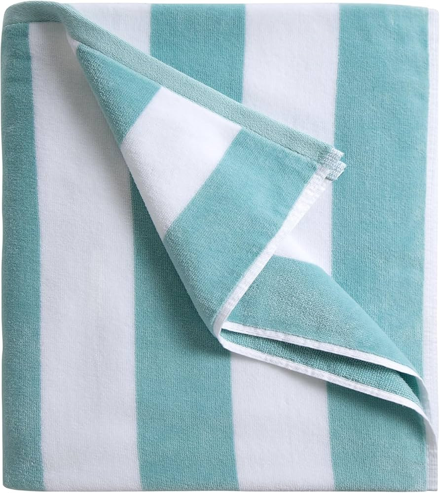 Large Oversized Beach Towel - Big Cotton 36 x 70 Inch Striped Pool Towel, Large Cabana Soft Swimm... | Amazon (US)