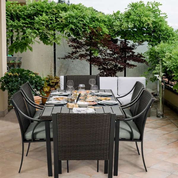6 - Person Rectangular Outdoor Dining Set with Cushions | Wayfair North America
