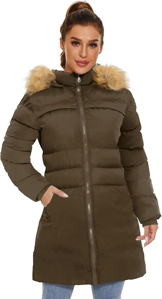 CHERFLY Women's Cotton Winter Coat Thicken Warm Long Jacket with Fur Trimmed Hood | Amazon (US)