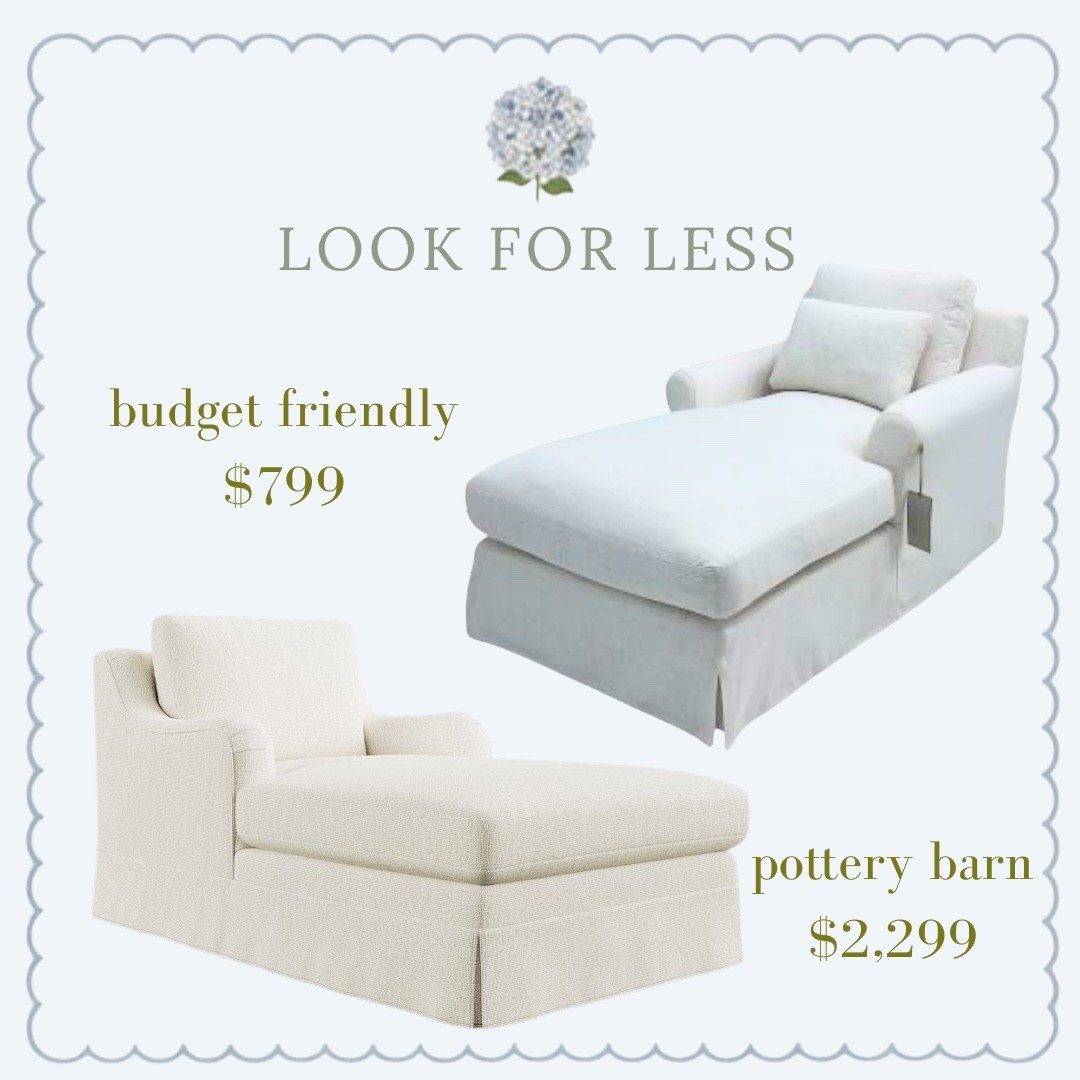 Designer look, realistic budget 🤍

The Pottery Barn look without the Pottery Barn price tag 👏🏼 This $799 find gives you that classic, timeless upholstered look for $1,500 less. Swipe for more! 

If you love the high-end look but not the high-end price, this is your sign to save this one! ✨

Comment SHOP and I’ll send you the details!

#lookforless #budgetfriendlyhome #designerlookforless #classicinteriors #coastalhome

Pottery Barn look for less • budget friendly furniture • designer look for less • classic coastal home • affordable home decor • upholstered chaise • high end look on a budget

Comment SHOP below to receive a DM with the link to this post on my LTK ⬇ https://liketk.it/6lwUB

Comment SHOP below to receive a DM with the link to this post on my LTK ⬇ https://liketk.it/6lT28