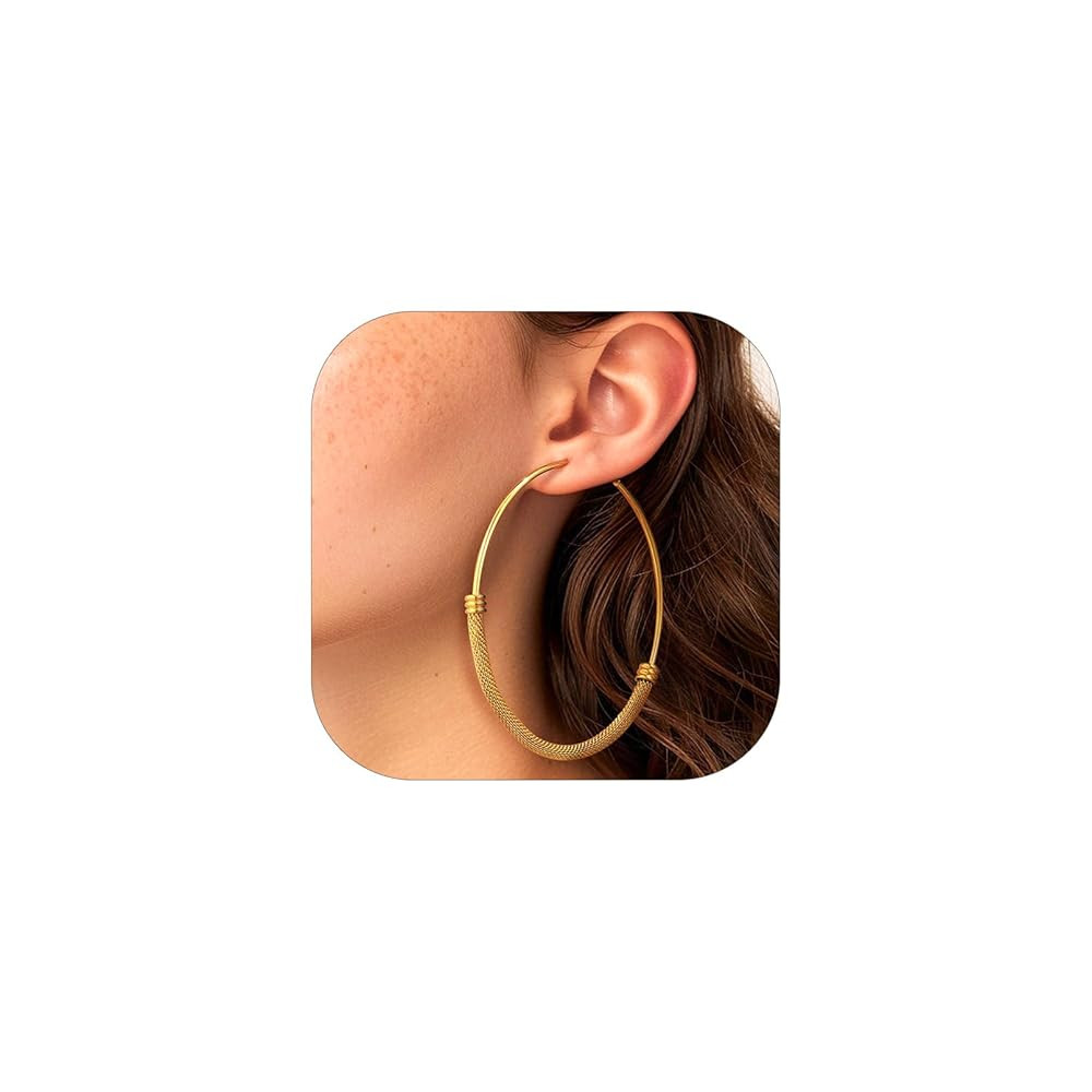 PROSTEEL 30/40/60/80/100mm Chunky Hoop Earrings For Women Gold Plated/Black Stainless Steel Hoops... | Amazon (US)