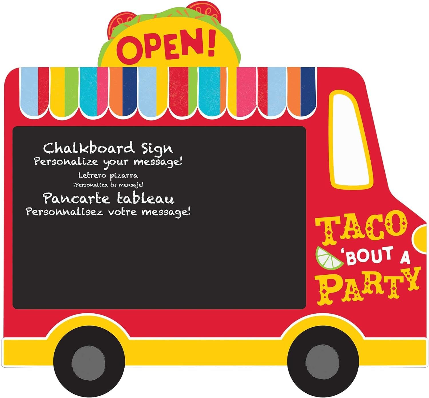 Taco Truck Chalkboard MDF Easel Sign - 13" x 14" (Pack of 1) - Eye-catching & Customizable Party ... | Amazon (US)